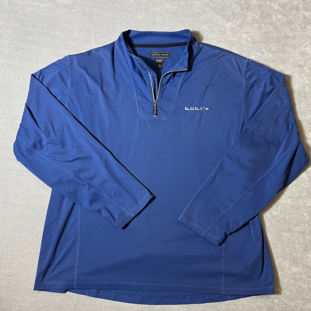 Peter Millar Wind Element 1/4 Zip Pullover Mens Large Blue Kukio Golf Logo L